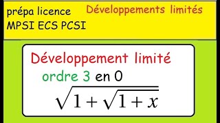 Prépa Développements limités sqrt(1+sqrt(1+x))   en zéro à l'ordre 3 -MPSI ECS PCSI licence