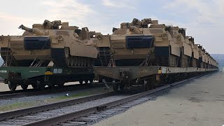 Convoy of Hundreds of Large M1 Abrams Tanks Arrives in Poland in Live Fire Training