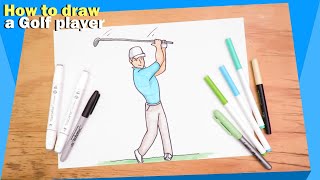 How to draw a Golf Player easy