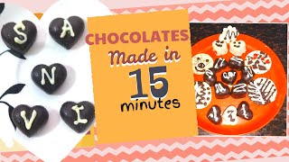 Home made chocolates just in 15 mins | Different flavors of Chocolates | చాక్లెట్ తయారీ విధానం