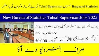 Bureau of Statistics Tehsil Supervisor Jobs 2025- New Government Opportunity In Pk- How to Apply