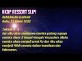 RENUNGAN HARIAN || RABU 23 MARET 2022 || HKBP RESSORT SLIPI.