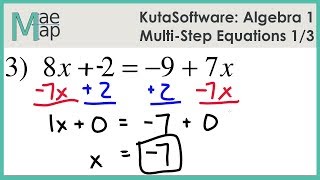 KutaSoftware: Algebra 1 - Multi-Step Equations Part 1