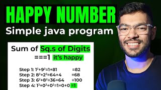 Java program for checking happy number | Simplest logic Java
