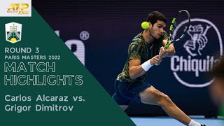 Carlos Alcaraz vs. Grigor Dimitrov Match Highlights | Paris Masters 2022 Round 3 PS5 Gameplay