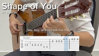 Shape of You by Ed Sheeran (EASY Guitar Tab)
