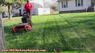 Mulching Thick Grass with Toro T-Bar Walk Behind!