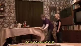 Kid leaves friend for death after amazing table cloth trick