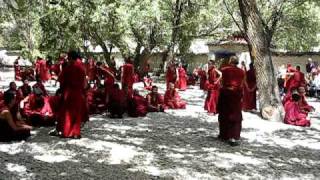 The monks debate at Sera Monestary in Lhasa, Tibet