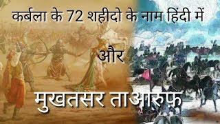 karbala ke 72 shaheedon ke naam in hindi 72 martyrs of karbala,Cool friends