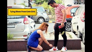 Tying shoes From cute Girls ||  Sam Khan