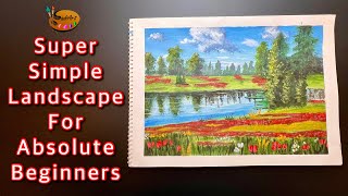 Super Simple Landscape for Absolute Beginners| Acrylic Painting for Beginners
