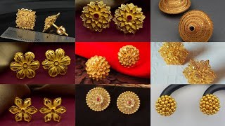 Latest 22K Gold Studs Earrings Designs | Gold Tops Collection 2021 | Beautiful Round Gold Earrings