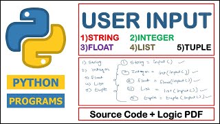 User input in Python | How to Take User Input in Python? int string float list tuple