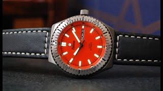 2008 Tutima Military DI 300 men's orange dial divers watch with box and papers.  Model ref' 929.11