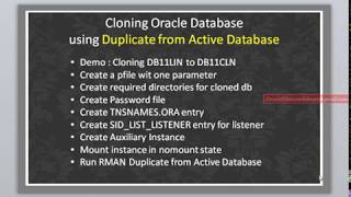 Simplified DBA 027- 02- Cloning Oracle Database using Duplicate from  ACTIVE Database  command