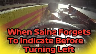 WHEN SAINZ FORGETS TO INDICATE BEFORE TURNING LEFT .....