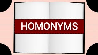 Homonyms।। Definition।।Example