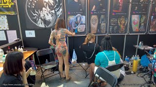 刺青展 Taiwan Tattoo Convention 介紹 場內 美女刺青師 pitt's tattoo 紋身攤位實況  第11屆 台灣國際紋身展  (手機拍攝 ) @100sg