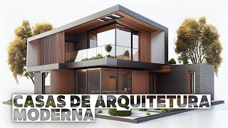 Casas de arquitetura moderna com fachadas: casa pequena e frente de casas modernas