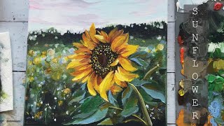 Acrylic Sunflower Painting For Beginners | Flower Painting