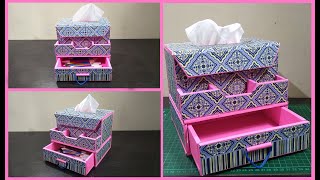 Tissue Box and Pencil from Cardboard | membuat tempat Tisu dan Alat Tulis | Kerajinan Dari Kardus