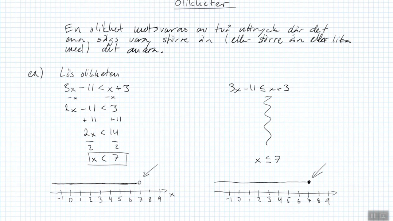 Matematik 1b Och 1c: Olikheter - YouTube