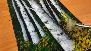 Birch Tree Forest / Acrylic Painting Tutorial