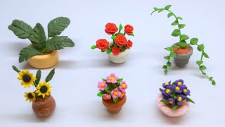 DIY How to Make Cute Polymer Clay Flowers pot With Me! | DIY Miniature Clay Art | Haniartstudio