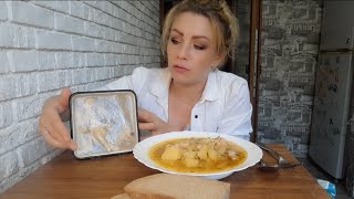 мукбанг, тушёная картошка с мясом. Холодец с лапками. )Домашняя еда.