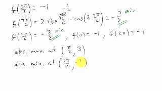 Absolute Maximum and Minimum Closed Interval Example 4