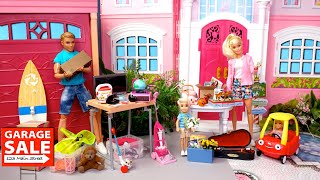 Barbie Baby Doll Cleaning Morning Routine & Garage Sale