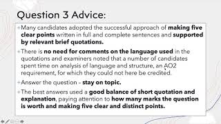 Question 1, 2 and 3: IGCSE English Language Examination (Section A)