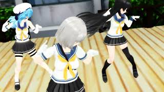 【艦これMMD】十七駆三人艦娘がWAVEを踊ります。一人モーション