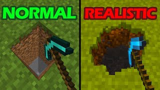 digging straight down: realistic vs normal minecraft