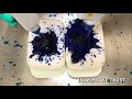 New White Sponges Stained with Blue Toilet Cleaner | ASMR