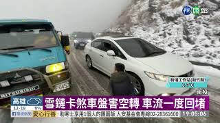 合歡山路面結冰 車輛掛雪鏈頻打滑｜華視新聞 20210111