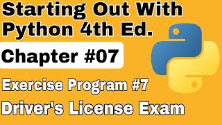 Starting Out With Python Chapter 7 Exercise Program 7 Driver's License Exam Python Exercise Program