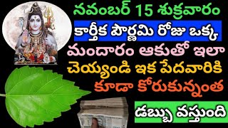 నవంబర్ 15 శుక్రవారం కార్తీక పౌర్ణమి రోజు ఒక్క మందారం ఆకుతో ఇలా చెయ్యండి ఇక ధనవంతులు అవుతారు