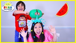Ryan plays Watermelon Smash Challenge on Mommy!