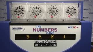 Midday Numbers Game Drawing: Saturday, August 27, 2016