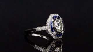 DoverJewelry.com | 2 62cts Diamond French Sapphire Platinum Engagement Ring