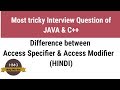 Difference between Access Specifier and Access Modifier in JAVA and C++