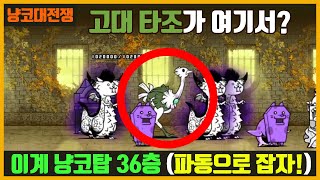 【냥코대전쟁】 이계탑 36층 (적 : 고대 타조?, 대광 킹드래곤)