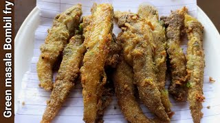 Crispy Bombil fry in green masala | Crispy fried Bombay Duck recipe | कुरकुरी बोंबिल फ्राय कैसे बनाए