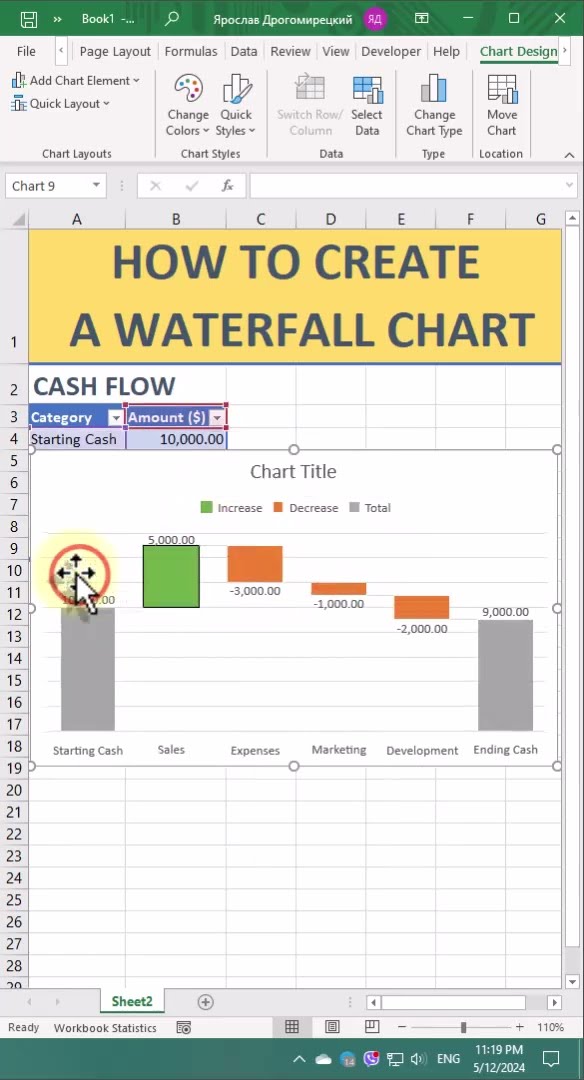 Excel Waterfall Chart: Beginner's Guide #excel