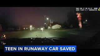 Teen in runaway car saved