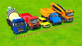 TRANSPORTING PIXAR CARS & FRUITS WITH COLORED & JOHN DEERE vs CLAAS vs TRACTORS - BeamNG.drive #962