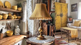 Country Cottage Charm: YELLOW Accents with a Vintage GINGHAM Touch for a Cozy Winter Retreat