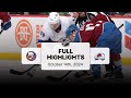 Islanders at Avalanche | October 14, 2024 | NHL Full Game Highlights